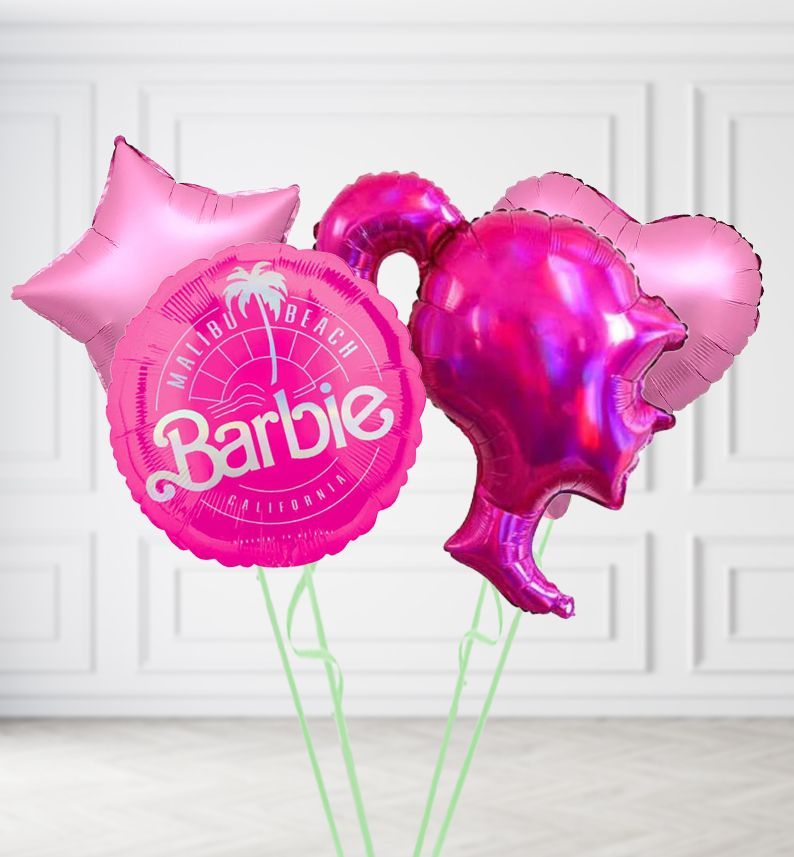 Barbie Logo & Head Duo Balloons, Build a Helium Filled Bunch: Barbie Logo Duo Bunch, Colour Theme: Match with Centrepiece