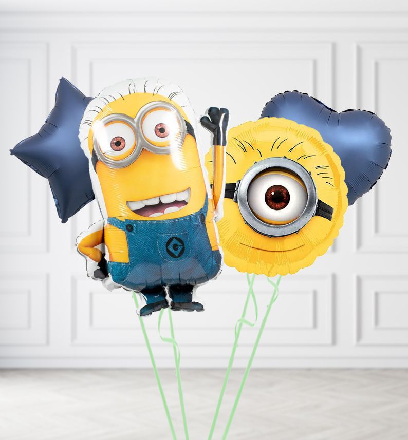 Minions Duo Balloons, Colour Theme: Match with Centrepiece, Build a Helium Filled Bunch: Minions Duo Balloons