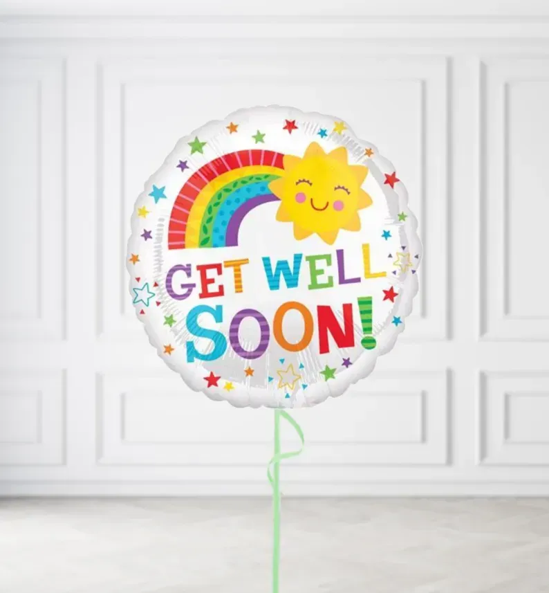 Get Well Soon Rainbow and Sunshine Balloons, Build a Helium Filled Bunch: No Extras, Build a Bouquet: No Extras