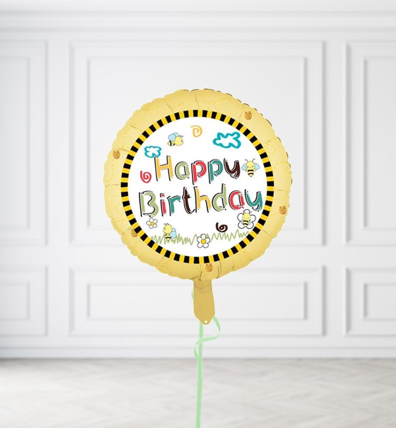 Happy Birthday Bee Balloons, Build a Helium Filled Bunch: No Extras, Build a Bouquet: No Extras