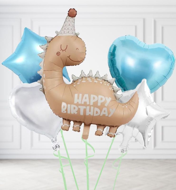 Jumbo Beige Happy Birthday Dinosaur Balloons Jumbo Beige Happy Birthday Dinosaur Balloons