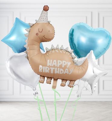 Jumbo Beige Happy Birthday Dinosaur Balloons