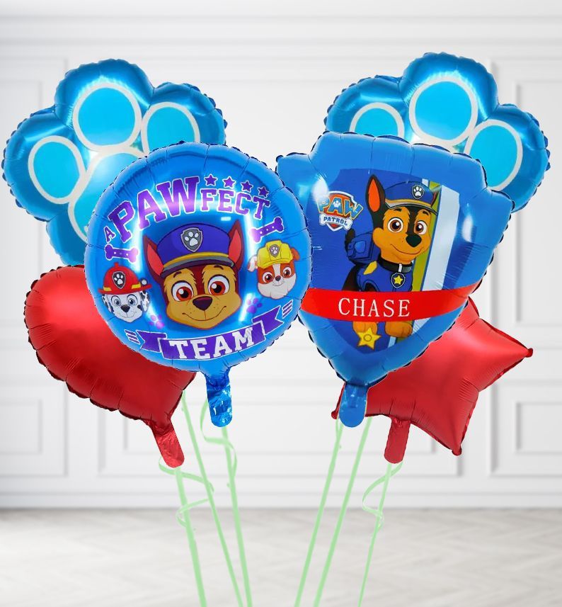 Paw Patrol Chase Blue Collection Balloons Paw Patrol Chase Blue Collection Balloons, Build a Helium Filled Bunch: Paw Patrol Collection Balloon Bunch, Colour Theme: Red
