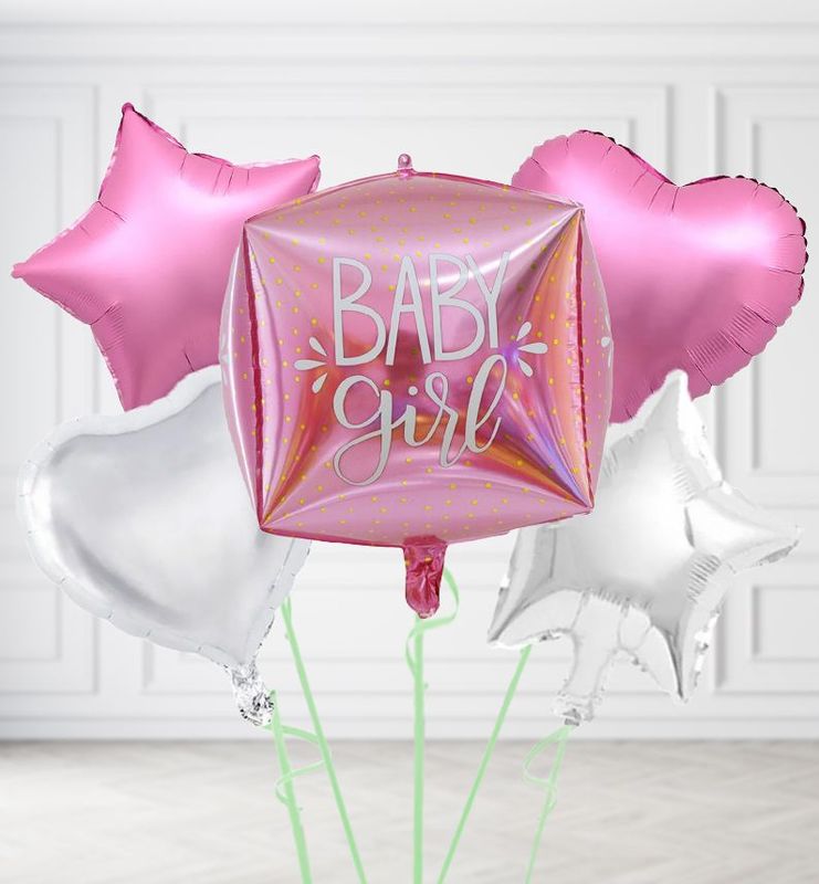 Baby Girl Cube Balloons Baby Girl Cube Balloons