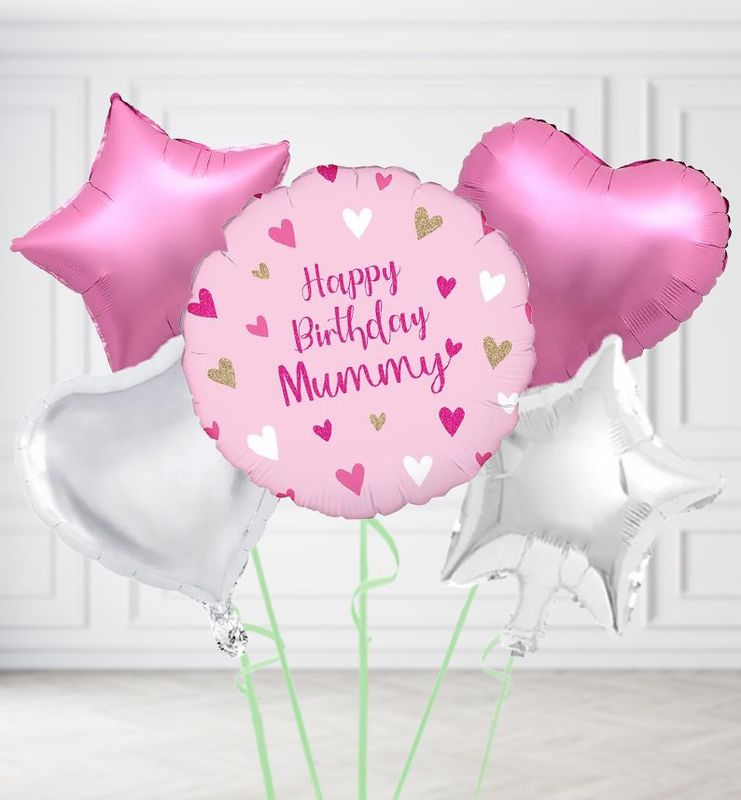 Pink Happy Birthday Mummy Balloons