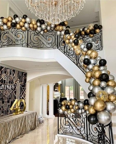 Gold, Black and Silver Balloon Arches Gold, Black and Silver Balloon Arches