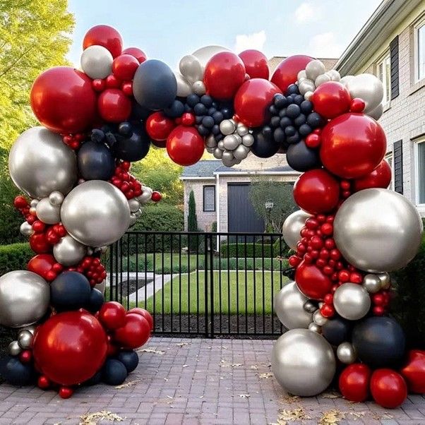 Red Professionally Built Balloon Arch