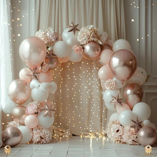 Rose Gold and White Balloon Arch