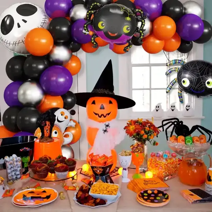 Orange and Purple Halloween Balloon Arches