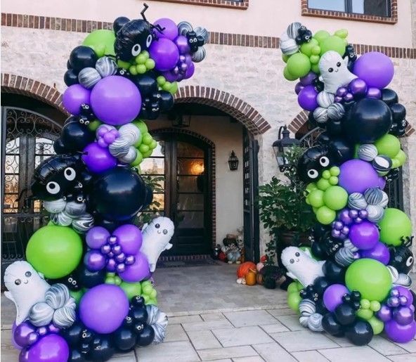Purple and Black Balloon Display