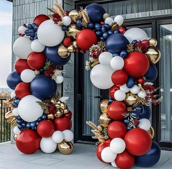 Red, White, Blue and Silver Balloon Arches Red, White, Blue and Silver Balloon Arches