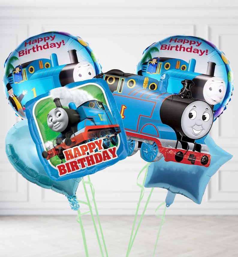 The Ultimate Thomas the Tank Happy Birthday Collection Balloons, Build a Helium Filled Bunch: Thomas The Tank Birthday Collection Bunch, Colour Theme: Blue