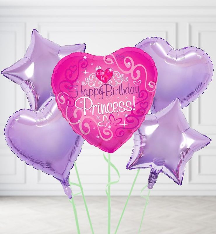 Happy Birthday Princess Heart Balloons