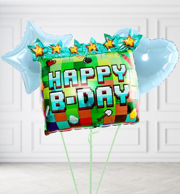 Jumbo Happy B'day Pixel Gamer Balloons Jumbo Happy B'day Pixel Gamer Balloons