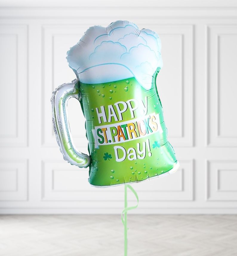 Happy St Patrick's Day Mug Balloons Happy St Patrick's Day Mug Balloons, Build a Helium Filled Bunch: No Extras, Build a Bouquet: No Extras