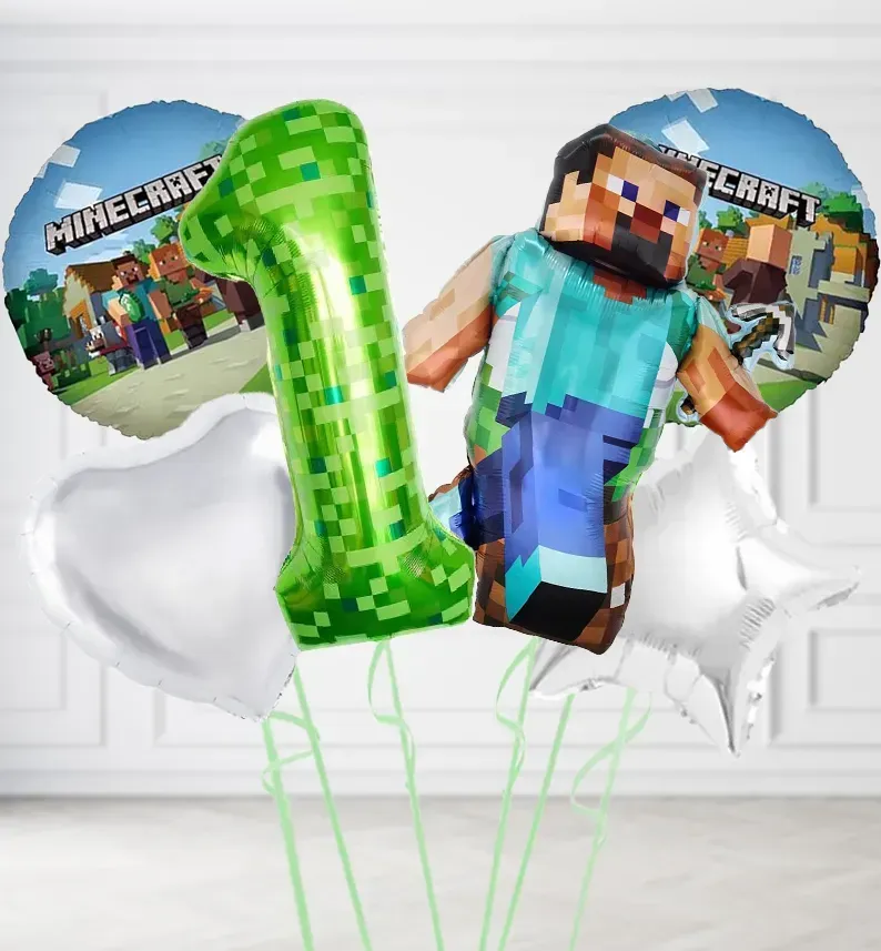 Minecraft Pixel Number Collection Balloons Minecraft Pixel Number Collection Balloons, Build a Helium Filled Bunch: Minecraft Balloon Collection Bunch, Number: 1, Colour Theme: Silver