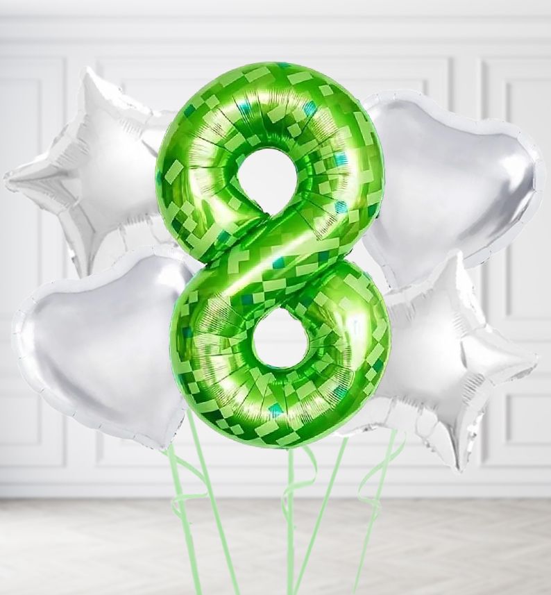 Lime Green Pixel Number Balloons Lime Green Pixel Number Balloons