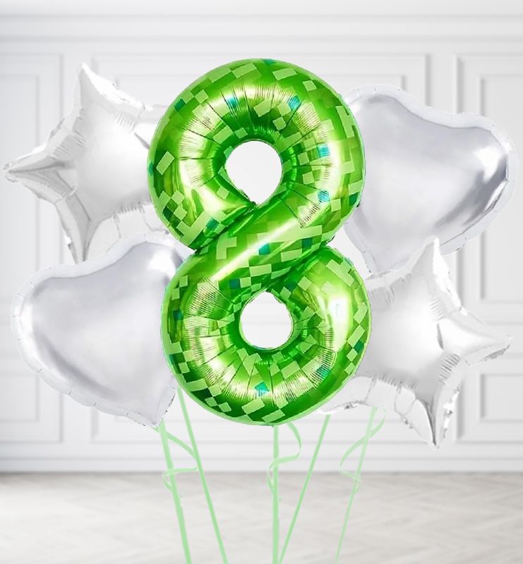 Lime Green Pixel Number Balloons Lime Green Pixel Number Balloons