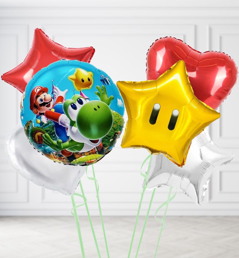 18 inch Super Mario with Yoshi Balloons