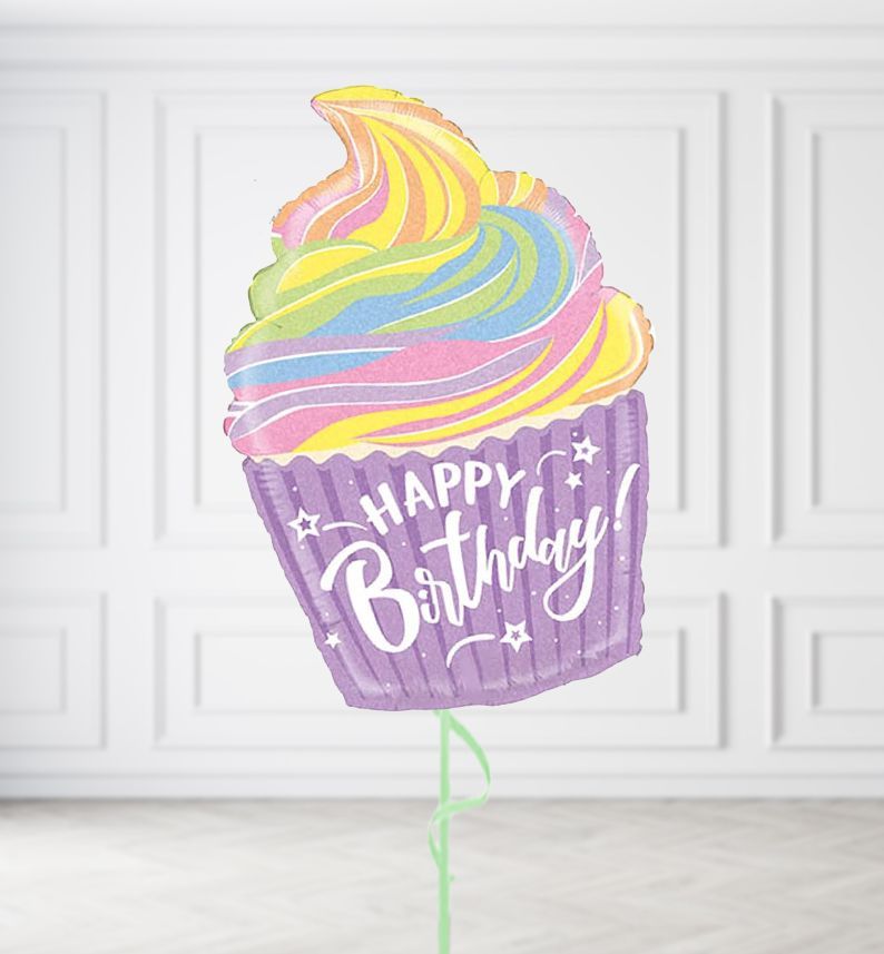 Happy Birthday Cupcake Balloons, Build a Helium Filled Bunch: No Extras, Build a Bouquet: No Extras