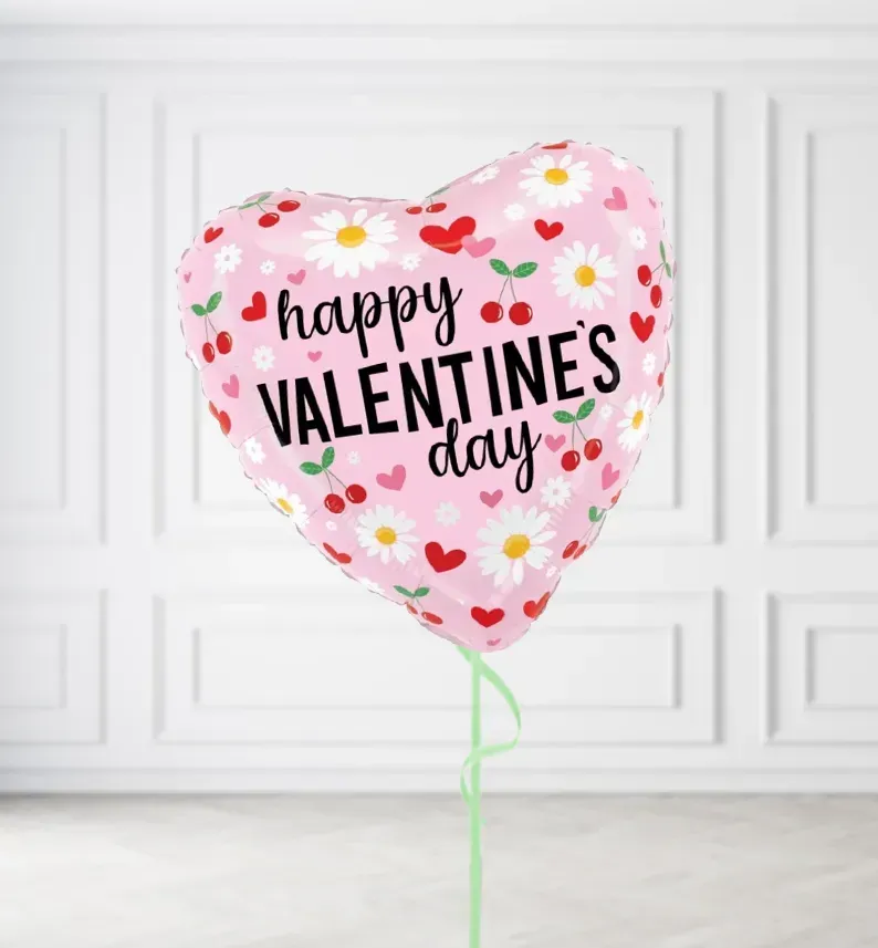 Cherries and Daisys Happy Valentines Day Balloons, Build a Helium Filled Bunch: No Extras