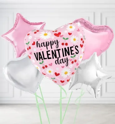 Cherries and Daisys Happy Valentines Day Balloons
