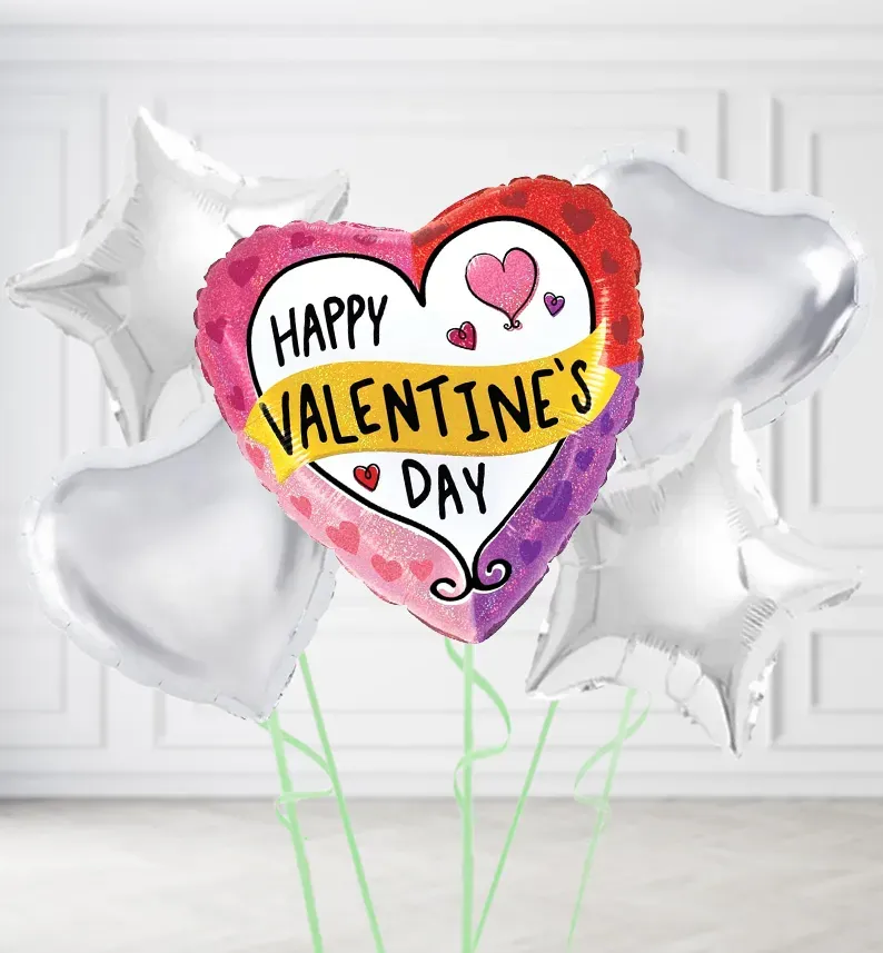 Happy Valentines Day Holographic Balloons