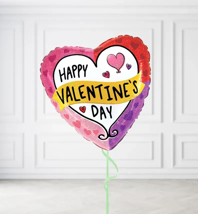 Happy Valentines Day Holographic Balloons, Build a Helium Filled Bunch: No Extras