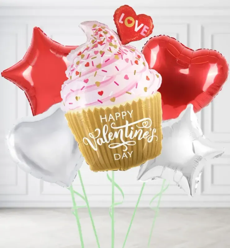 Happy Valentines Day Cupcake Balloons