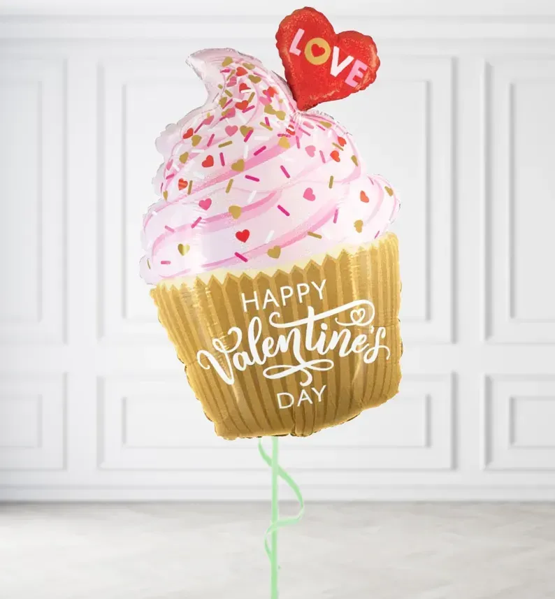 Happy Valentines Day Cupcake Balloons, Build a Helium Filled Bunch: No Extras