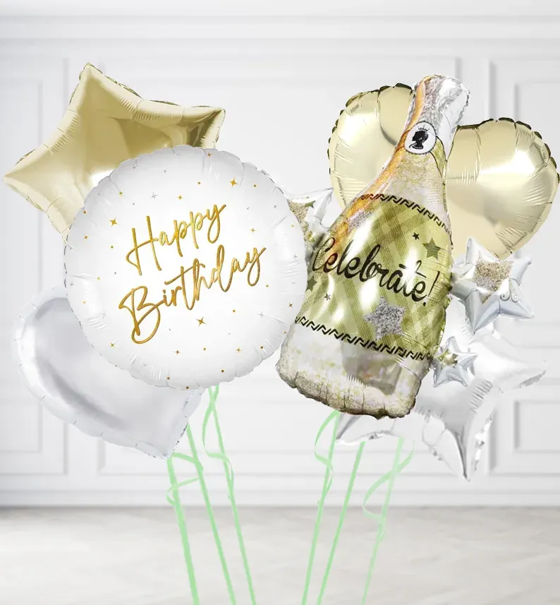 Elegant Sparkle Happy Birthday Balloons