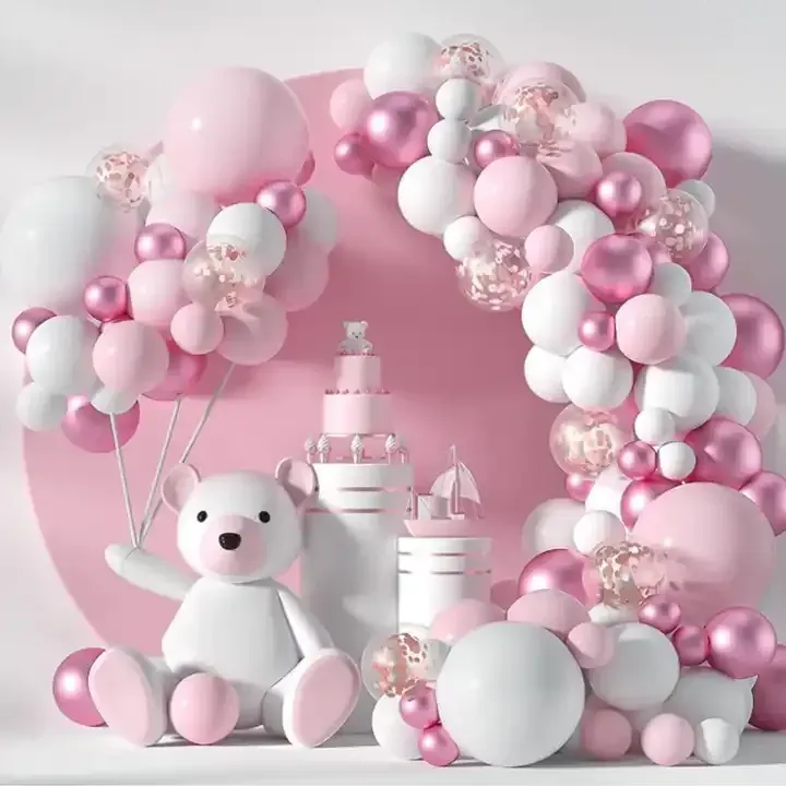 Build at Home Baby Pink, White and Silver Balloon Arch Packs
