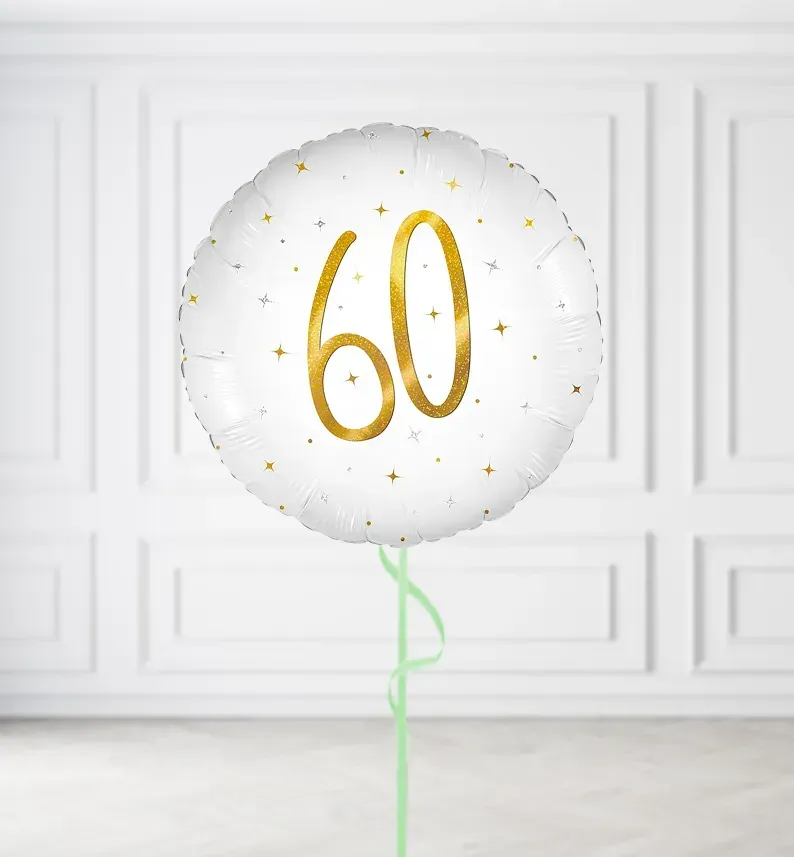Happy 60th Birthday Elegant Sparkle Balloons Happy 60th Birthday Elegant Sparkle Balloons, Build a Helium Filled Bunch: No Extras