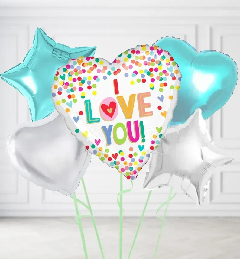 I Love You Dots & Hearts Balloons