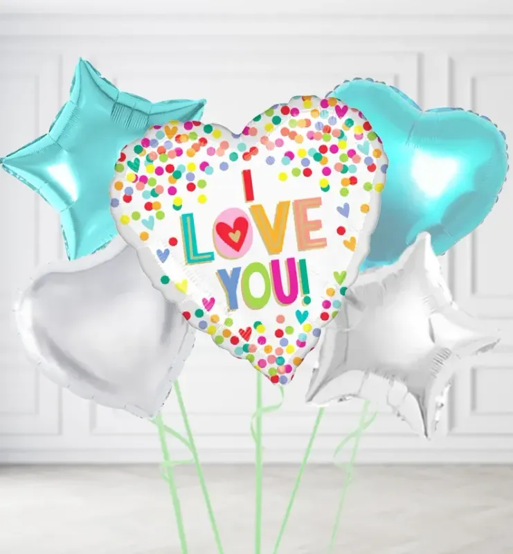 I Love You Dots & Hearts Balloons