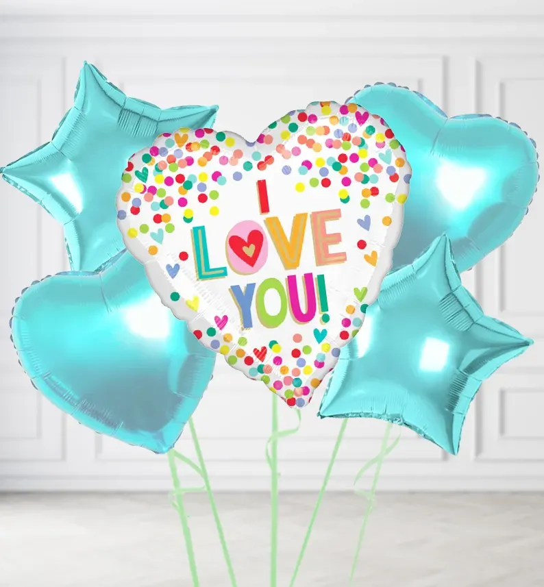 I Love You Dots & Hearts Balloons