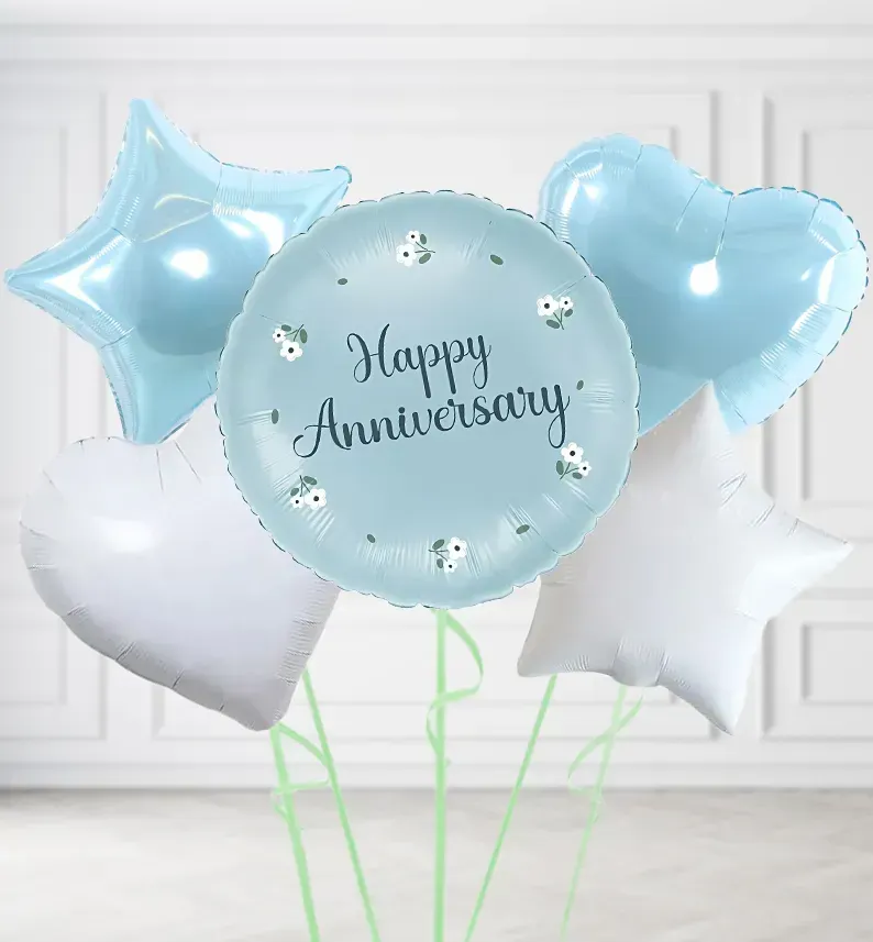 Blue Happy Anniversary Balloons