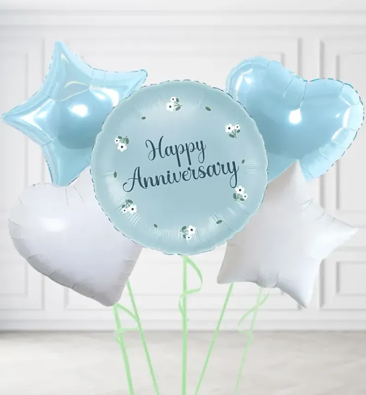 Blue Happy Anniversary Balloons