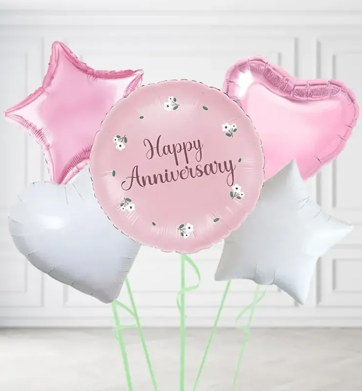 Pink Happy Anniversary Balloons