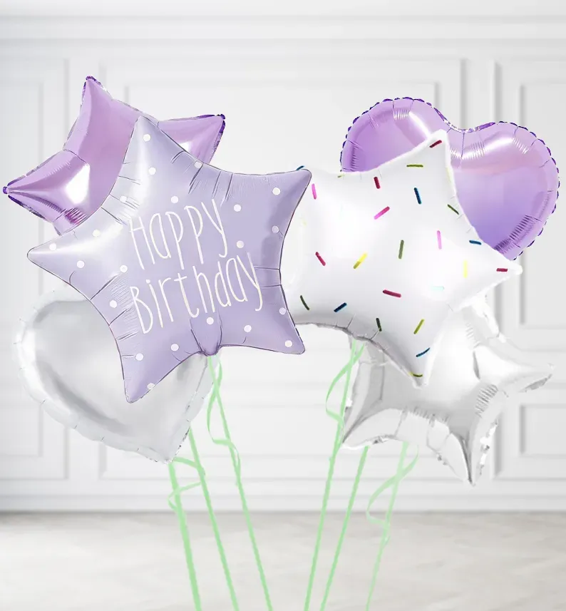 Pastel Lilac Happy Birthday Balloons