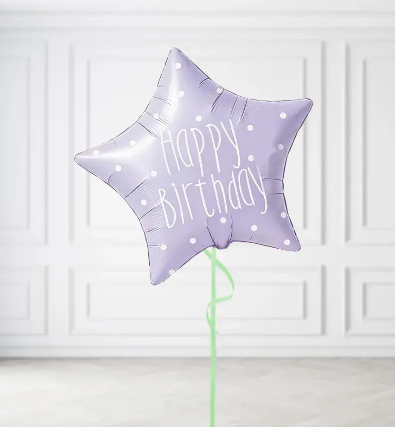 Pastel Lilac Happy Birthday Balloons Pastel Lilac Happy Birthday Balloons, Build a Helium Filled Bunch: No Extras, Build a Bouquet: No Extras