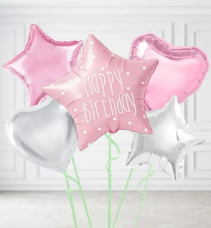 Pastel Pink Happy Birthday Balloons