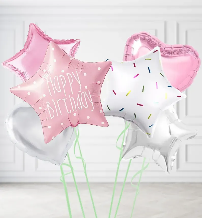Pastel Pink Happy Birthday Balloons