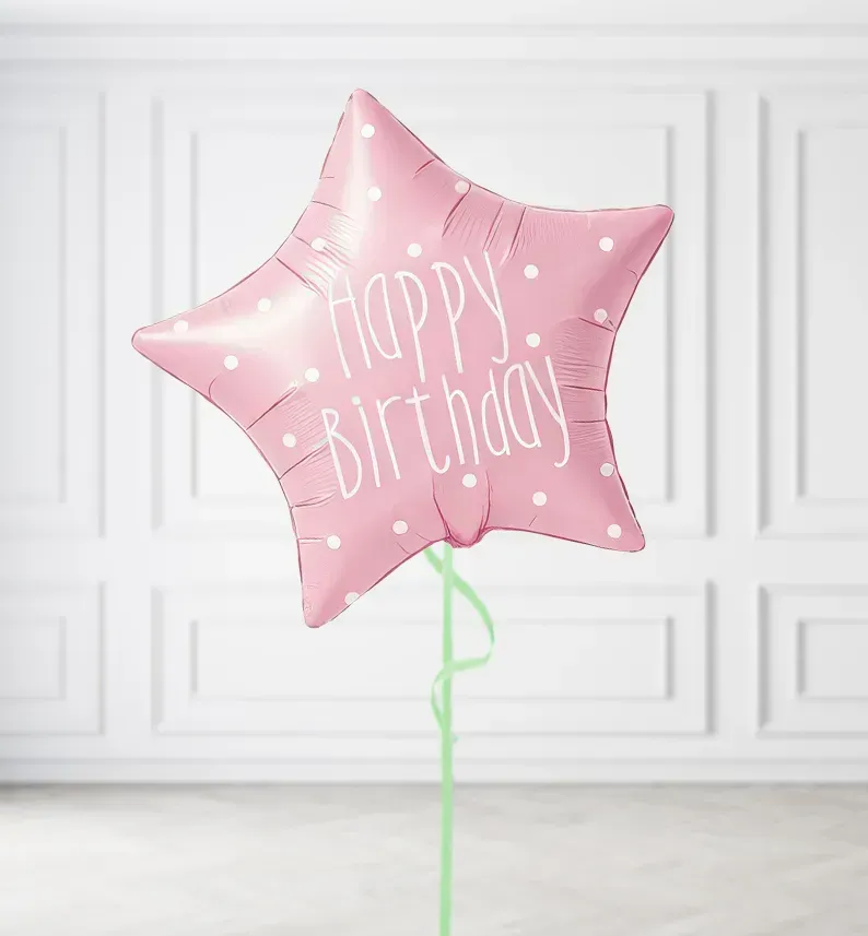 Pastel Pink Happy Birthday Balloons Pastel Pink Happy Birthday Balloons, Build a Helium Filled Bunch: No Extras, Build a Bouquet: No Extras