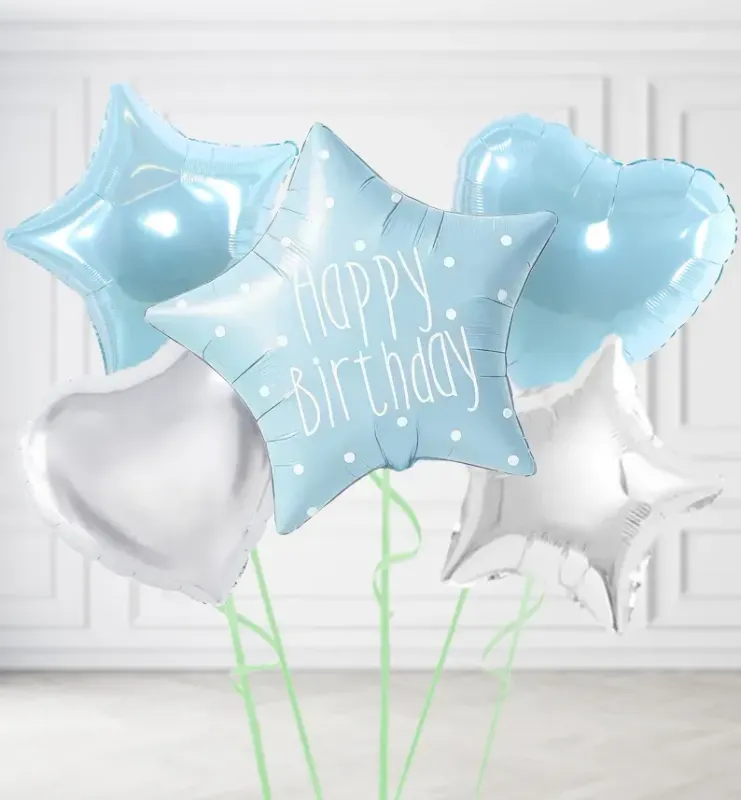 Pastel Blue Happy Birthday Balloons Pastel Blue Happy Birthday Balloons