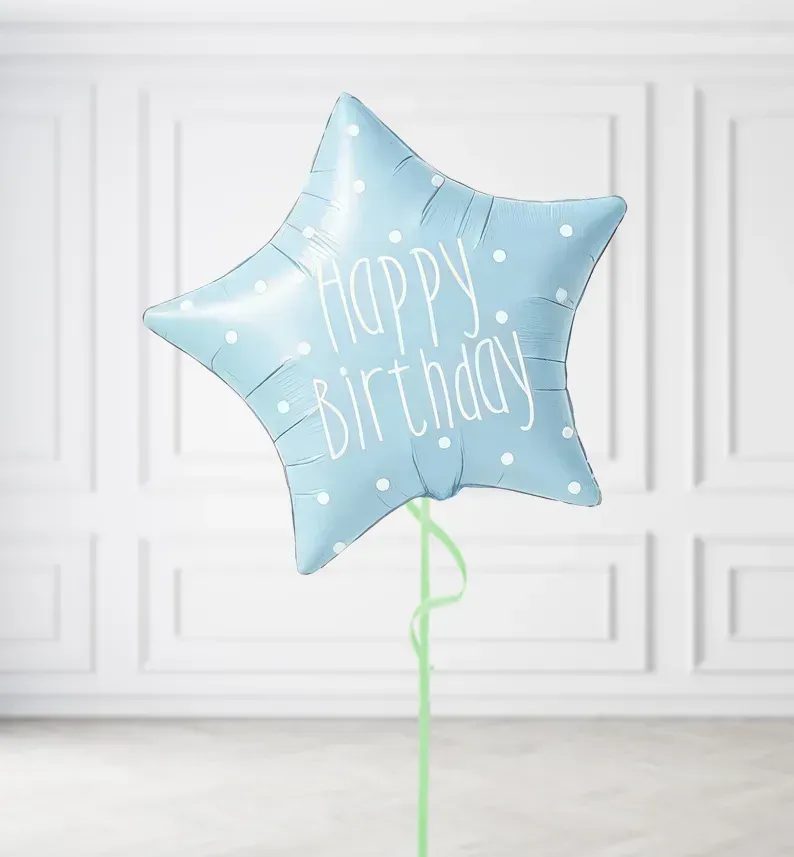 Pastel Blue Happy Birthday Balloons, Build a Helium Filled Bunch: No Extras, Build a Bouquet: No Extras