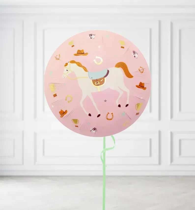 Pink Horse 18 inch Round Balloon Pink Horse 18 inch Round Balloon, Build a Helium Filled Bunch: No Extras, Build a Bouquet: No Extras