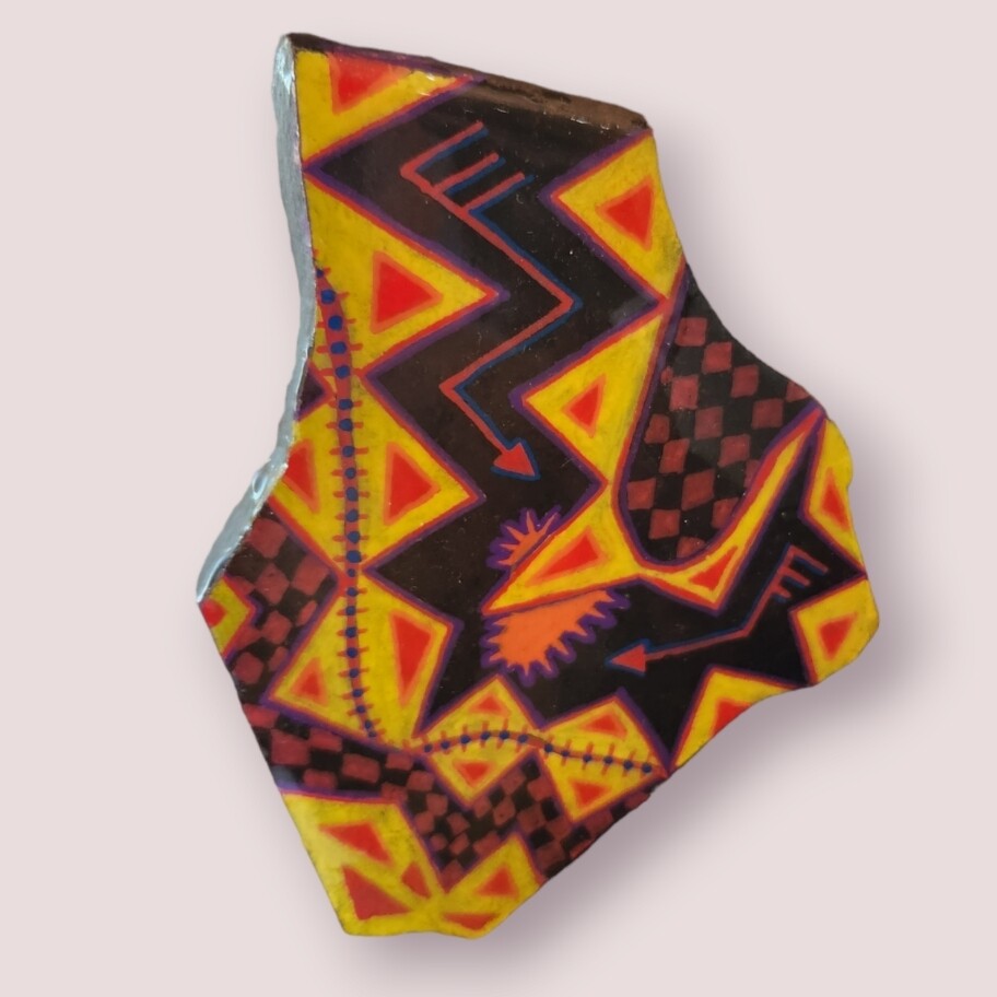 Geometric Shapes Painted Rock