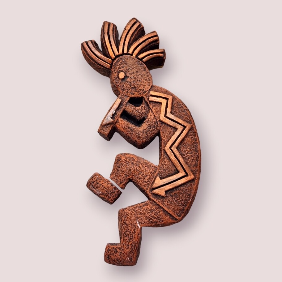 Burnt Orange Clay Kokopelli Wall Decor
