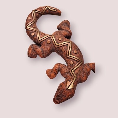 Burnt Orange Clay Gecko Wall Decor